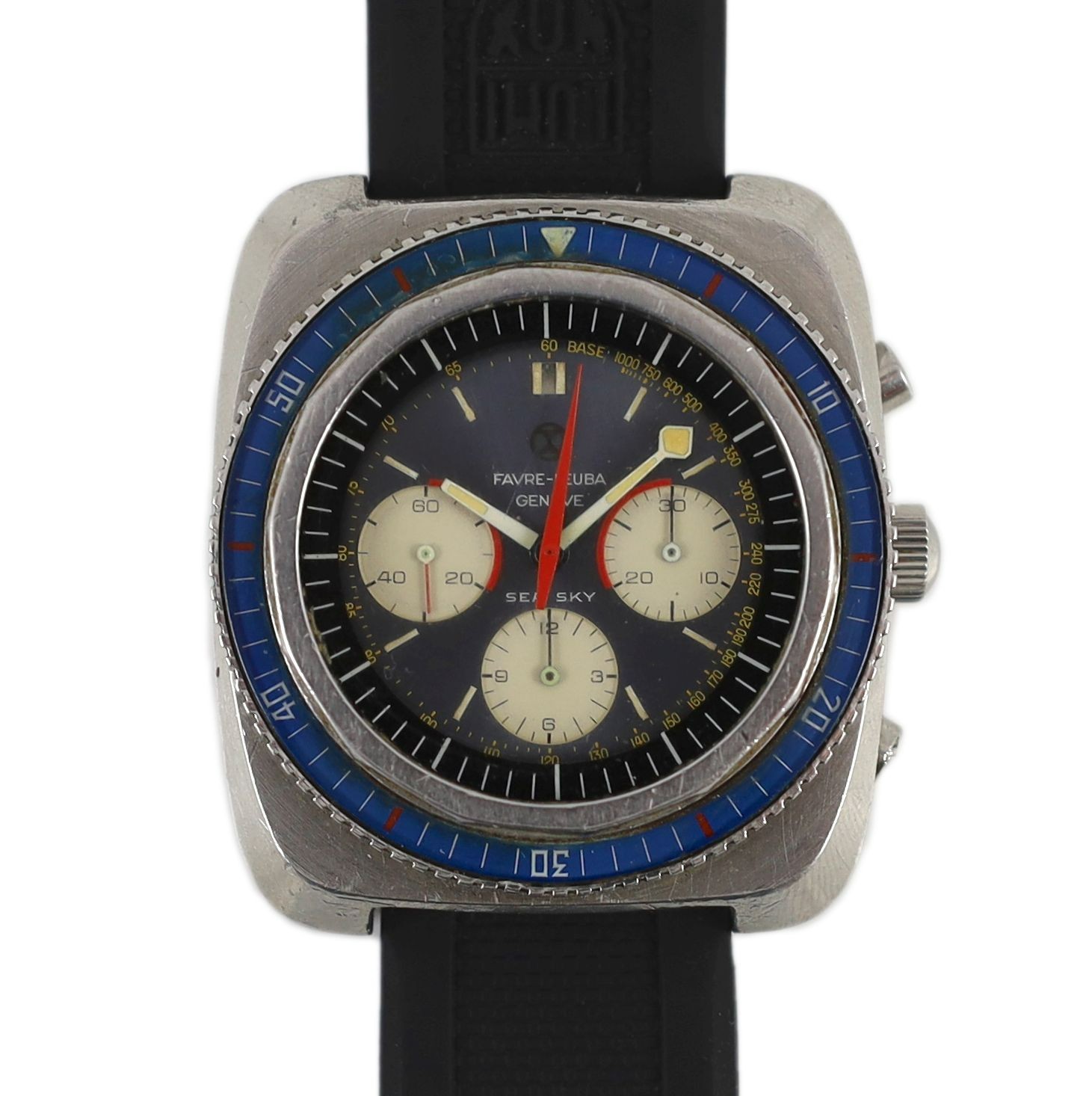 A gentleman's 1970's stainless steel Favre Leuba Sea Sky chronograph manual wind wrist watch